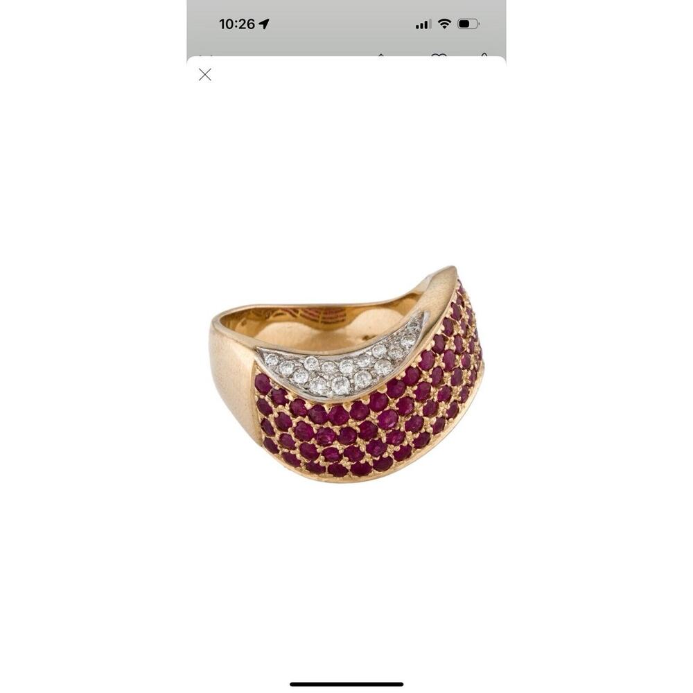 14k Diamond Ruby Ring Wave Design - image 4